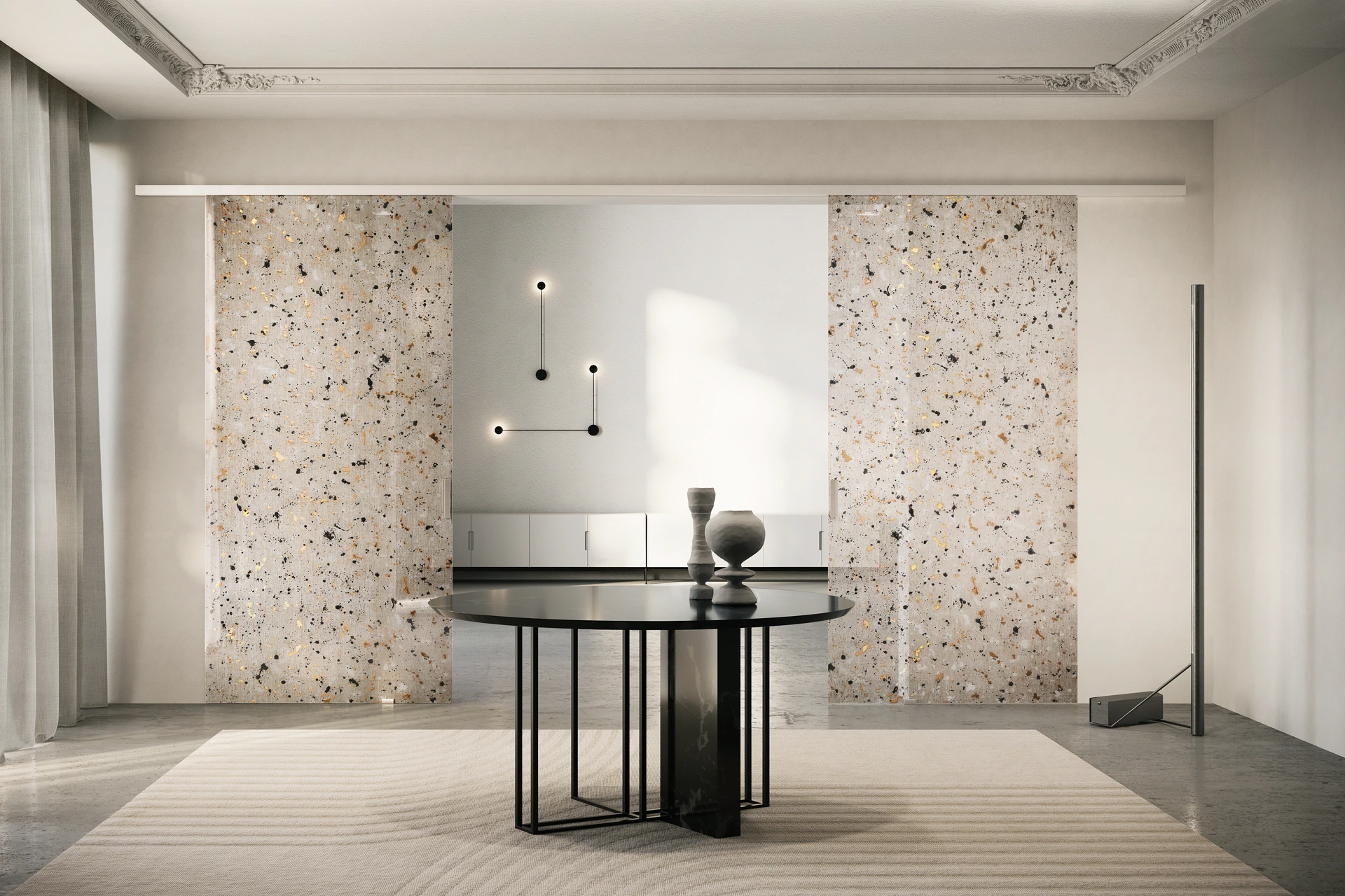 Abstract col. Lino corda, doppia porta scorrevole Easy esterno muro