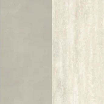 OUT Calce grigio, IN Travertino bianco