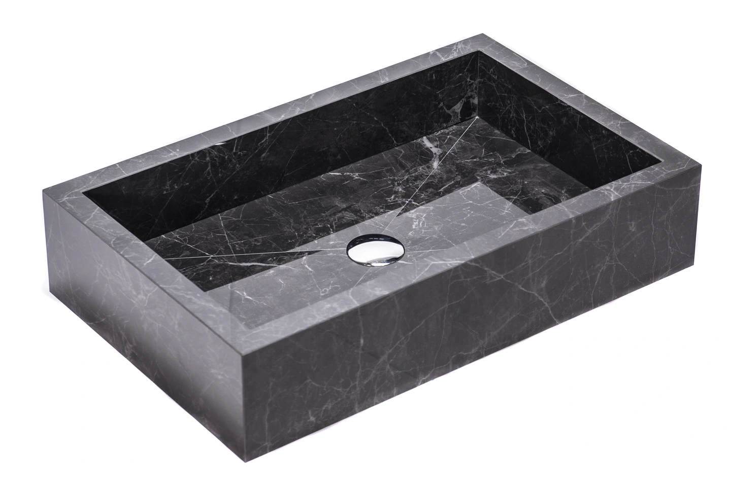 Lavabo in gres con vasca integrata e scarico a fessura