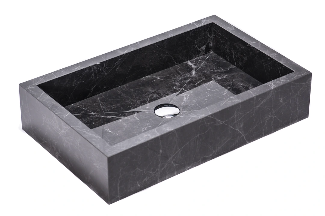 Lavabo in gres grigio con scarico a piletta
